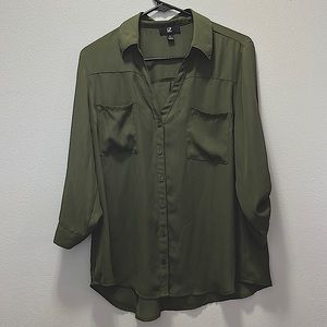 IZ BYER XL DARK GREEN BLOUSE